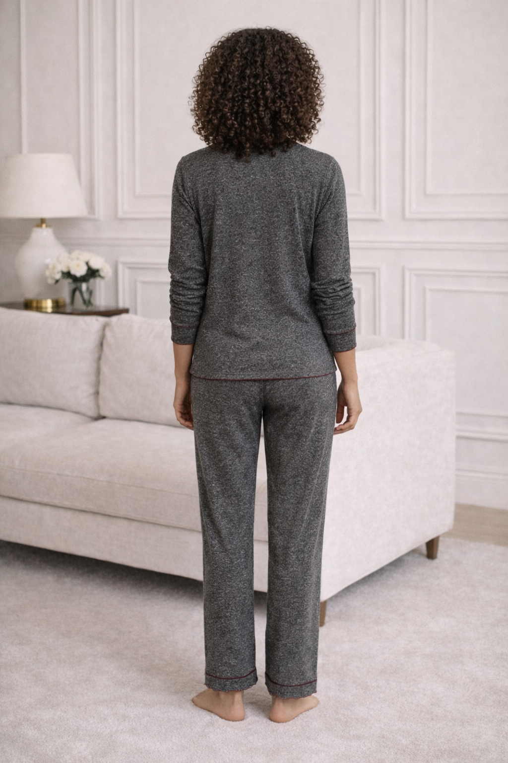 Elegant Cherry Embroidered Women’s Pajama