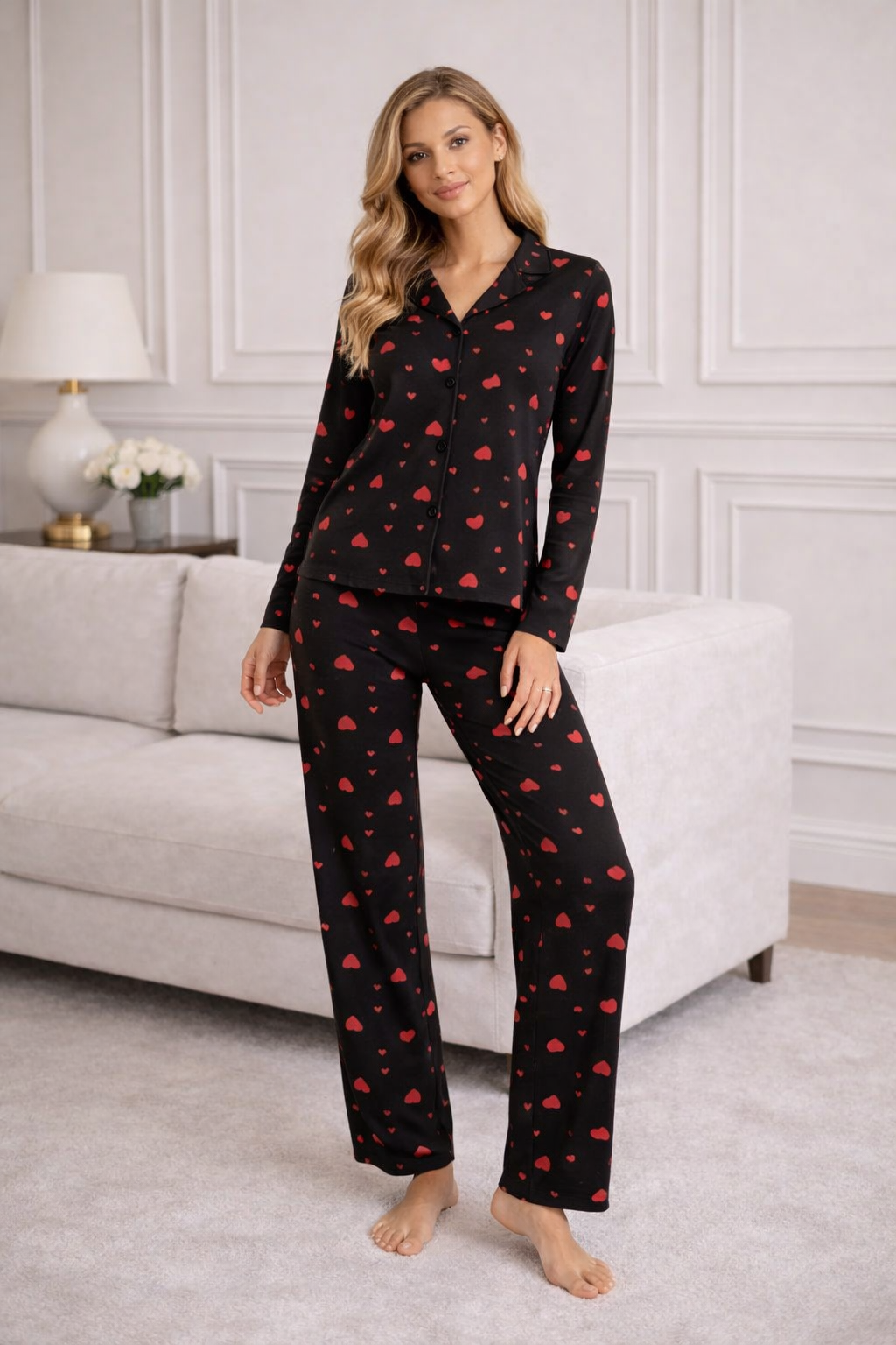 Premium Comfort Heart Print Pajama Set
