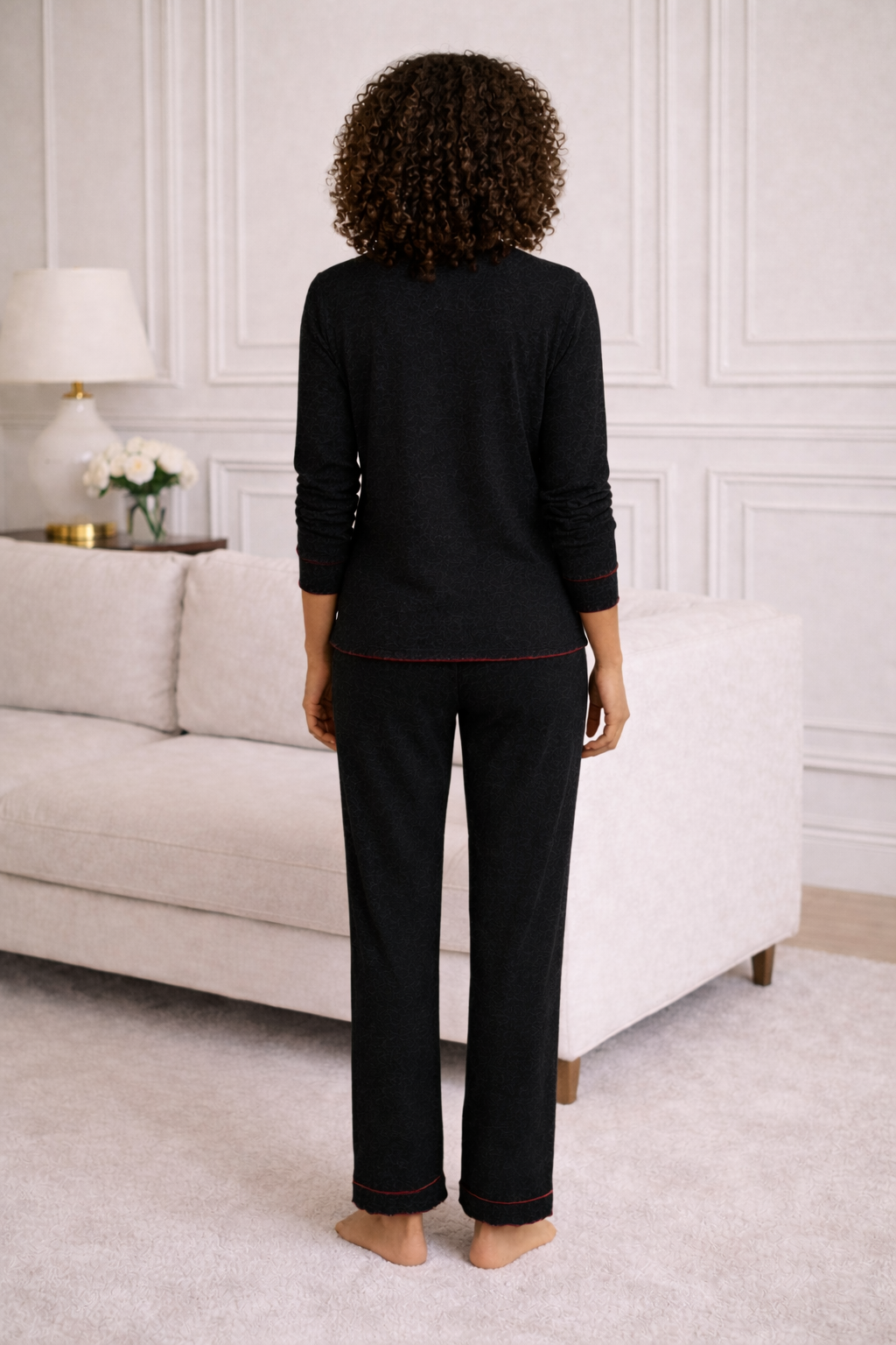 Elegant Cherry Embroidered Women’s Pajama