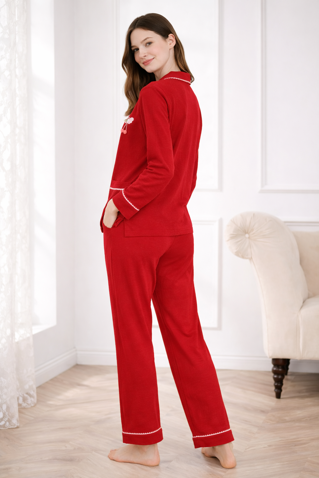 Butterfly Trim Pajama Set